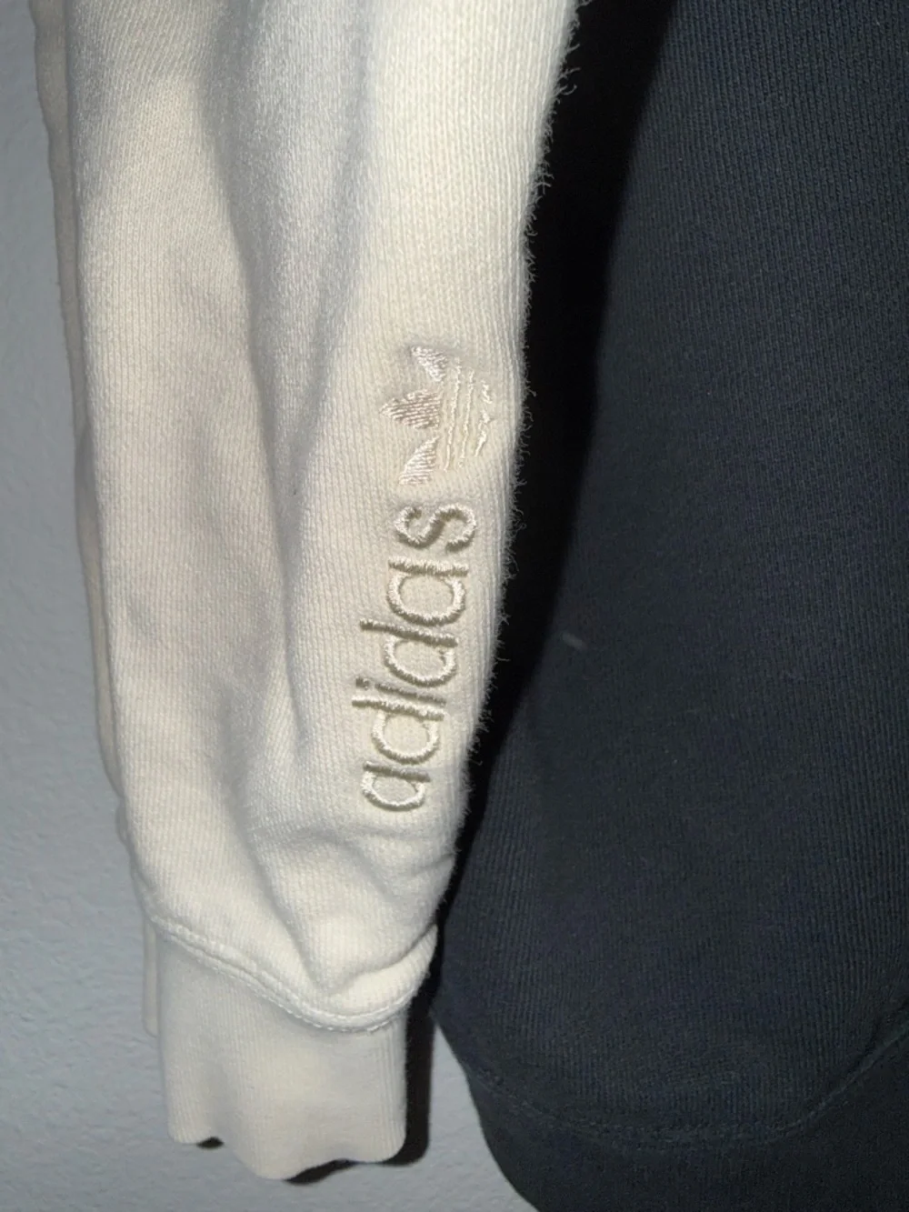 adidas Black Hoodie with Brown and Cream Sleeves